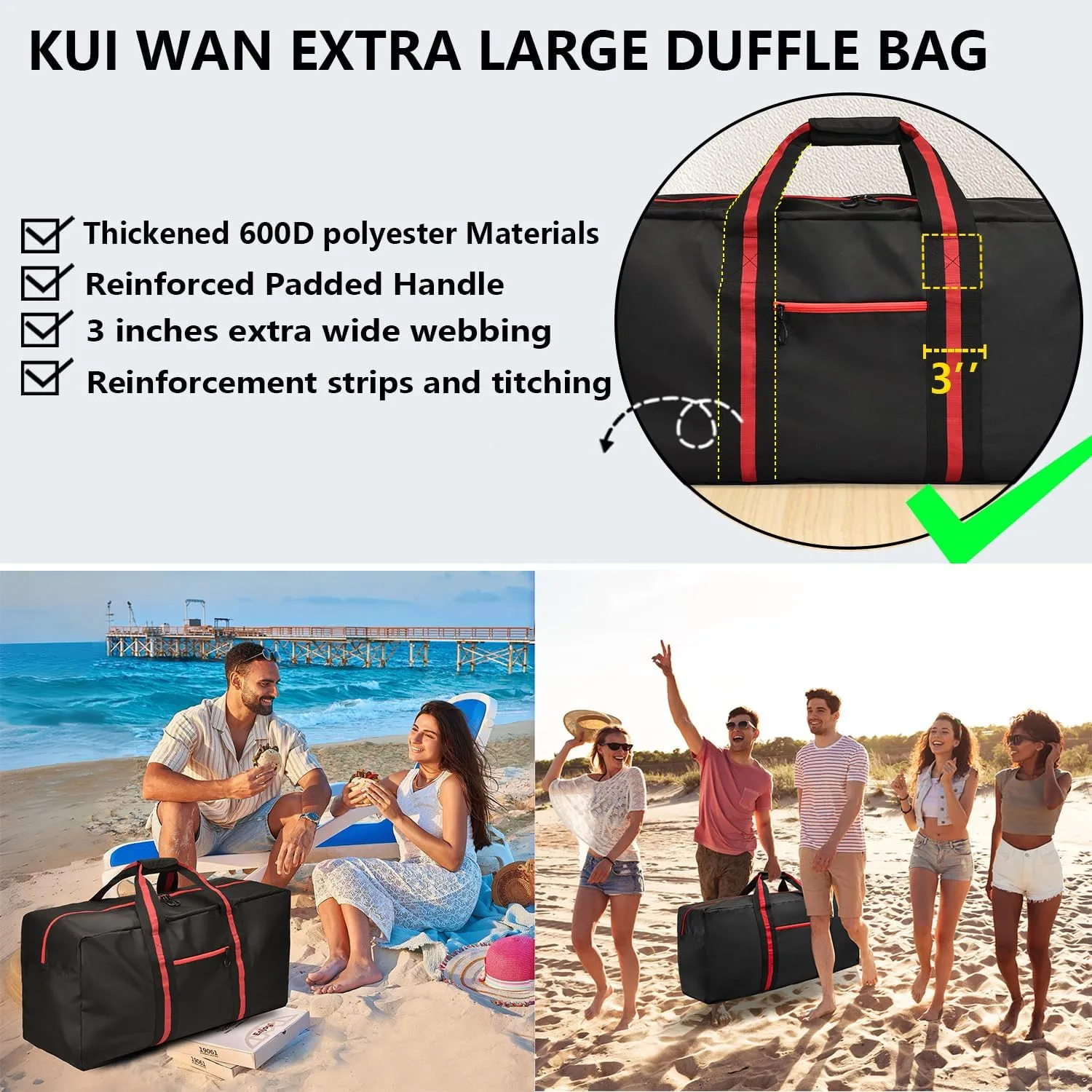 100L Large Duffle Bag for Travel 31.1 Diffle Bag - Overnight Weekender Camping, Storage for Men Women