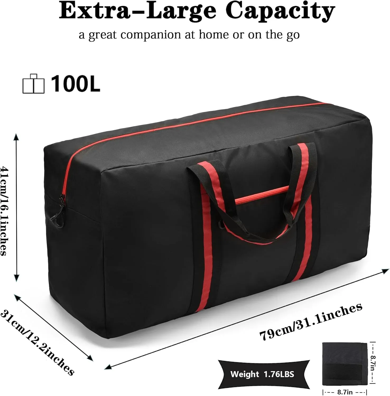 100L Large Duffle Bag for Travel 31.1 Diffle Bag - Overnight Weekender Camping, Storage for Men Women
