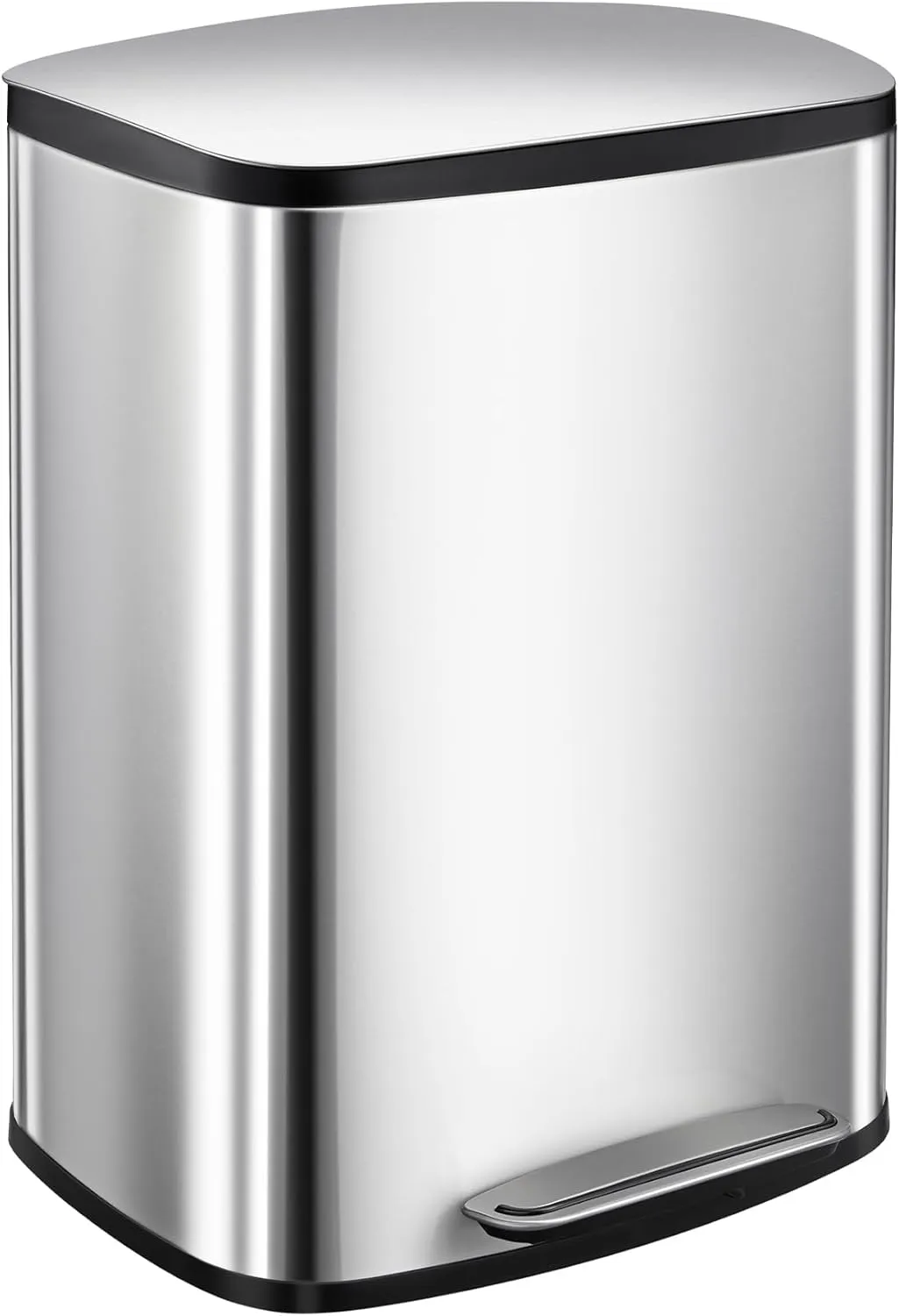 13 Gallon/50L Step Trash Can, Stainless Steel Kitchen Waste Bin with Removable Inner Bucket & Soft-Close Lid for Bathroom, Bedroom, Office