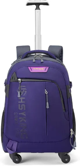 20 Inches Water-resistant Rolling Laptop Backpack Wheeled Backpack for Adult, Business People and Travel Commuter Carry-on Luggage with Spinner Wheels Travel Luggage (Purple, 20 Inches)
