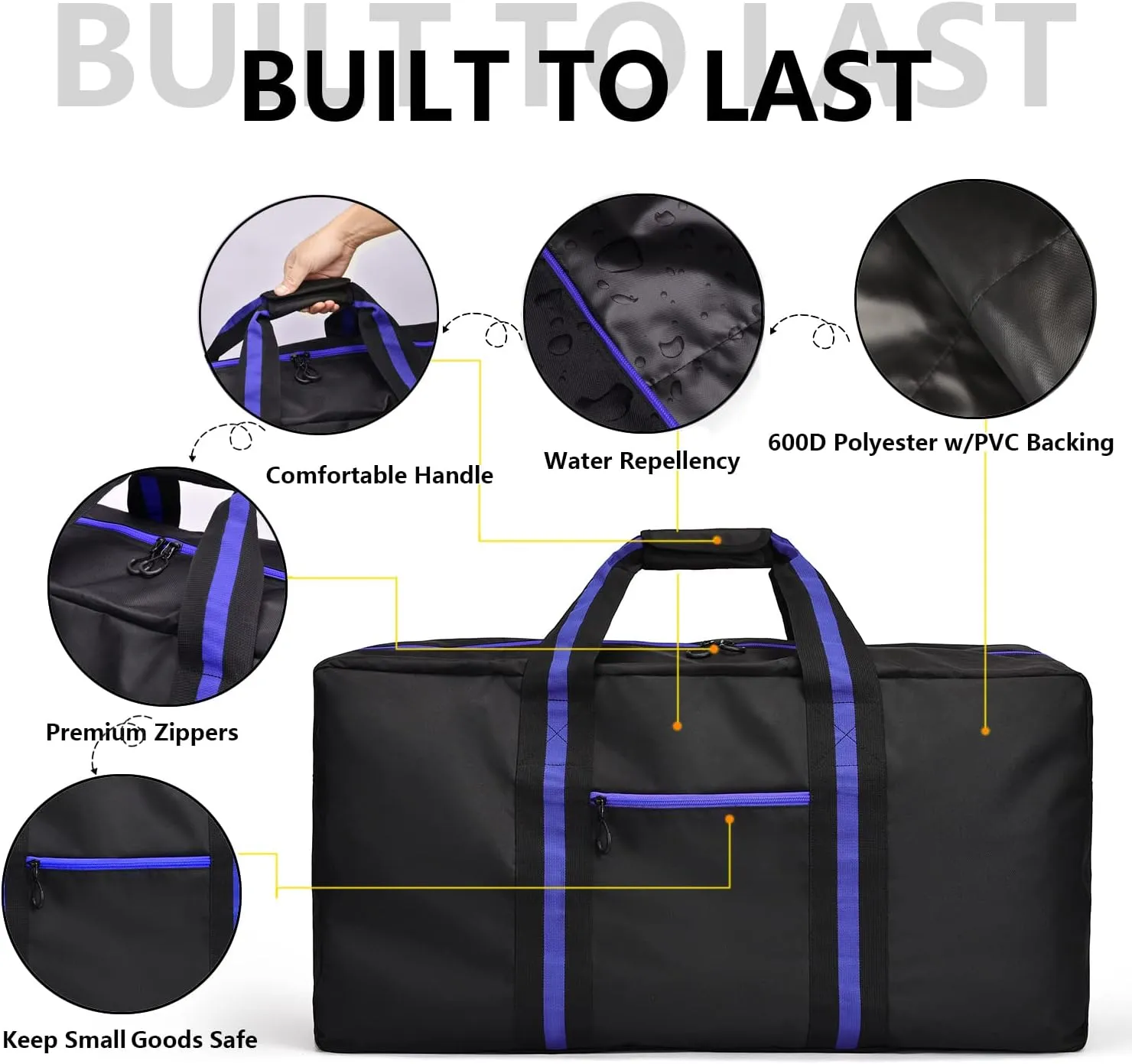 24.8  Travel Bag, Duffle Bag for Men Women, Large 60L Weekender Overnight Bag with Trolley Sleeve and Wet Pocket