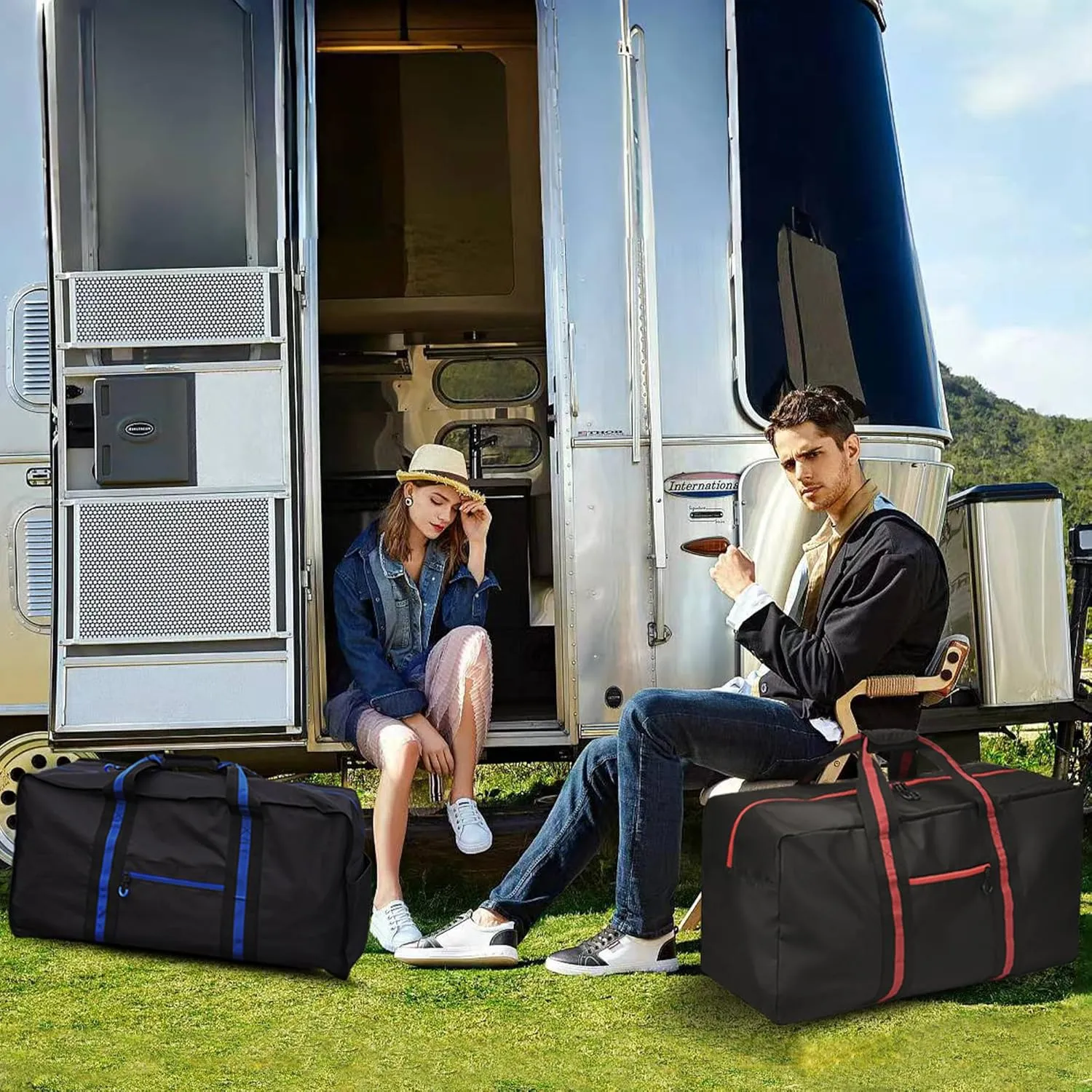 24.8  Travel Bag, Duffle Bag for Men Women, Large 60L Weekender Overnight Bag with Trolley Sleeve and Wet Pocket
