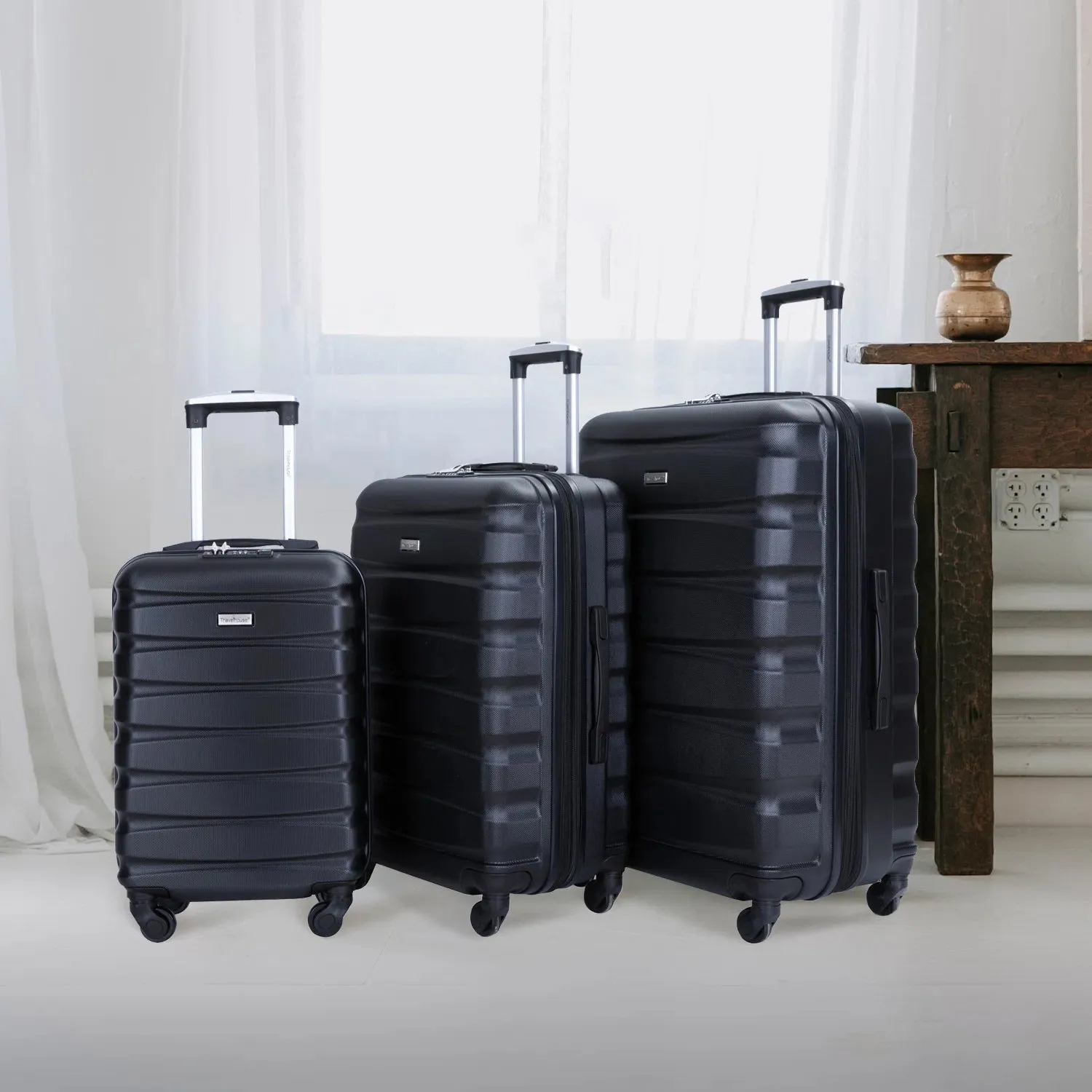 3-Pieces Set: Expandable Luggage Sets ABS Lightweight Suitcase
