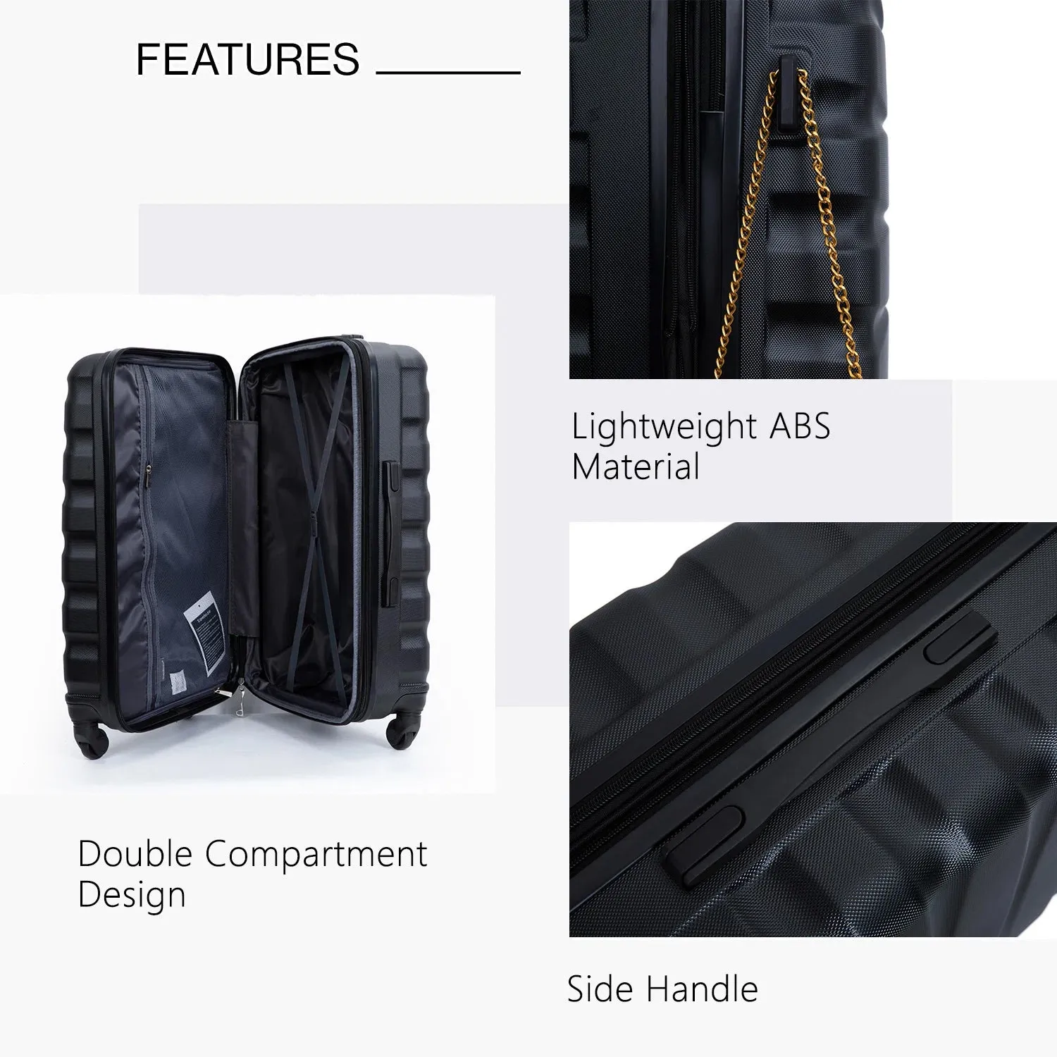 3-Pieces Set: Expandable Luggage Sets ABS Lightweight Suitcase