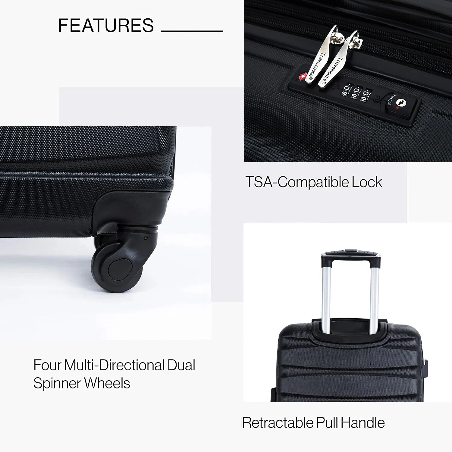 3-Pieces Set: Expandable Luggage Sets ABS Lightweight Suitcase