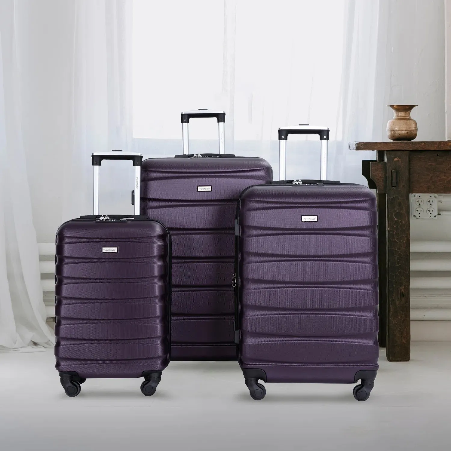 3-Pieces Set: Expandable Luggage Sets ABS Lightweight Suitcase