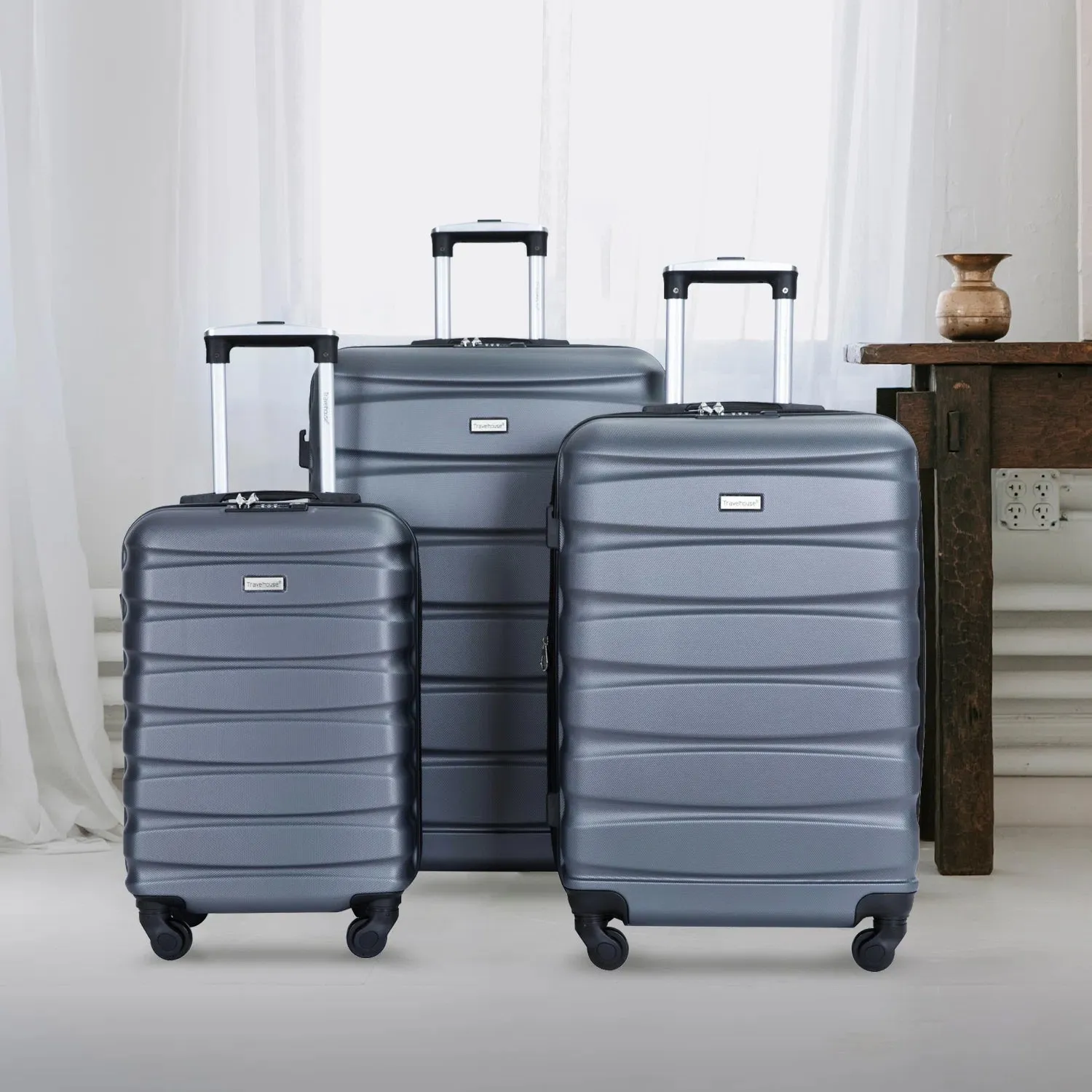 3-Pieces Set: Expandable Luggage Sets ABS Lightweight Suitcase