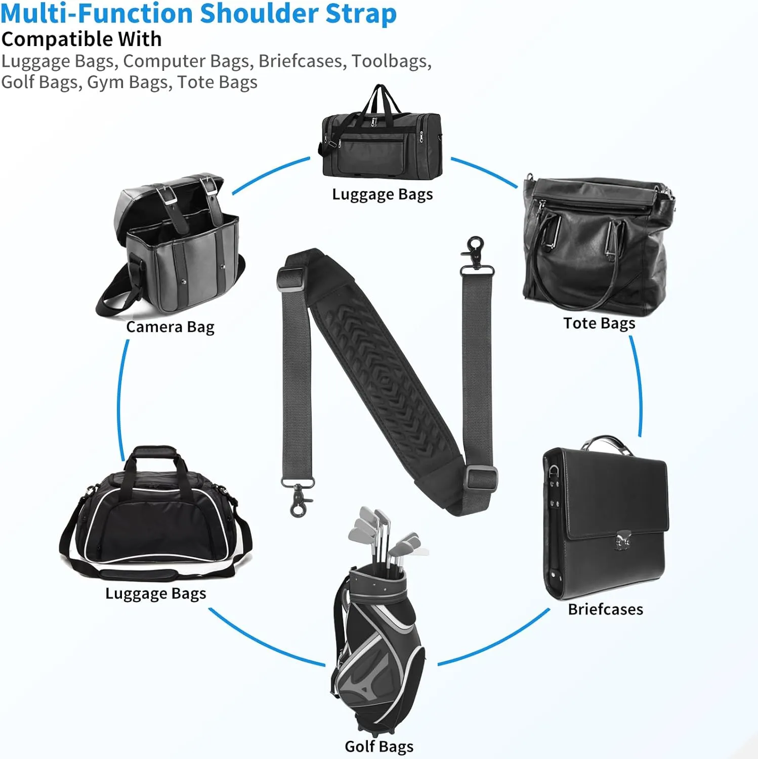 3D Air Cushion Ultra Comfortable Duffel Bag Strap67" Universal Laptop Shoulder Strap, with Double Adjustable Buckles and Metal Hooksfor Briefcase Computer Messenger Bag (Reduced Stress)