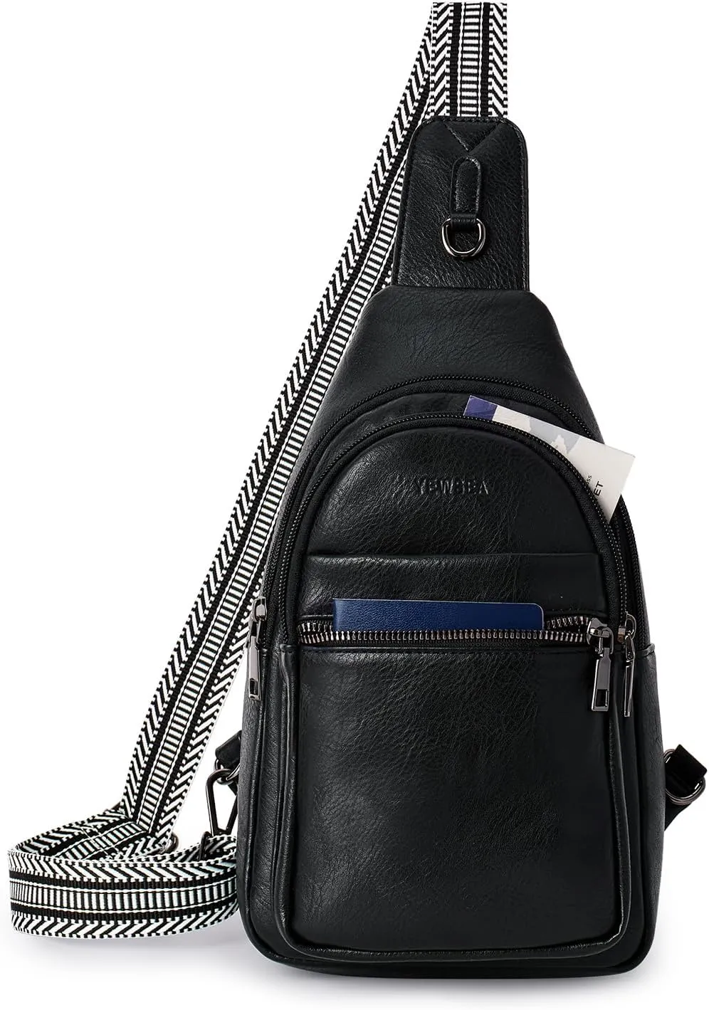 8L Crossbody Sling Bag Fanny Pack For Women Men Backpack Travel Shoulder Bags Purse Handbag Gifts For Her PU Leather Black