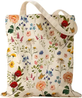 Aesthetic Canvas Tote Bag - Reusable Shoulder Tote Bag for Women Lady Casual Vacation, Shopping, Work, Gym