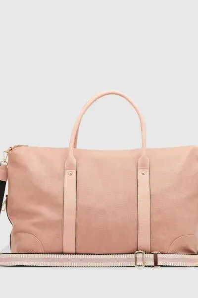 ALEXIS WEEKENDER TRAVEL BAG BLUSH STRIPE STRAP