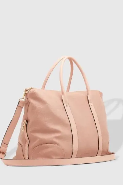 ALEXIS WEEKENDER TRAVEL BAG BLUSH STRIPE STRAP