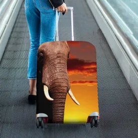 Animals themed Cover for Luggage suitcase printed African elephant in savanna at sunset