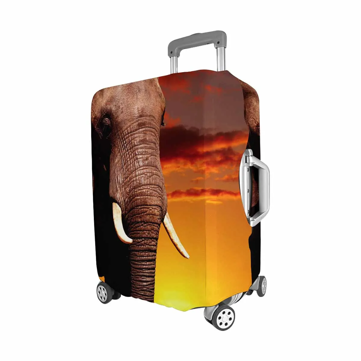 Animals themed Cover for Luggage suitcase printed African elephant in savanna at sunset