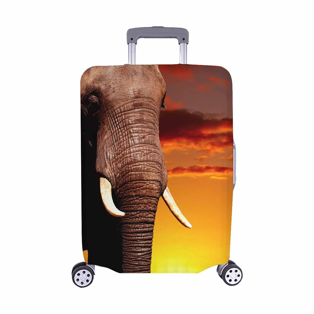 Animals themed Cover for Luggage suitcase printed African elephant in savanna at sunset