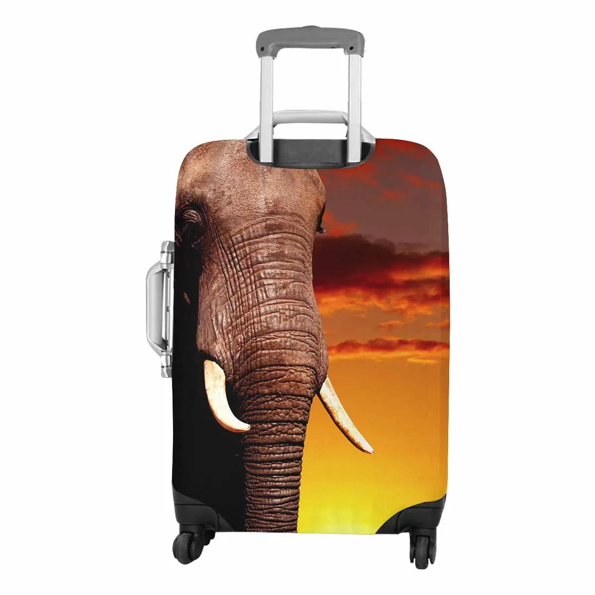 Animals themed Cover for Luggage suitcase printed African elephant in savanna at sunset