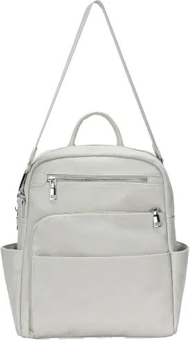 Antik Kraft Willa Vegan Leather Backpack (Bone) | Convertible Backpack Purse for Women | Vegan Leather Shoulder Bag | 13" L x 4" W x 14" H