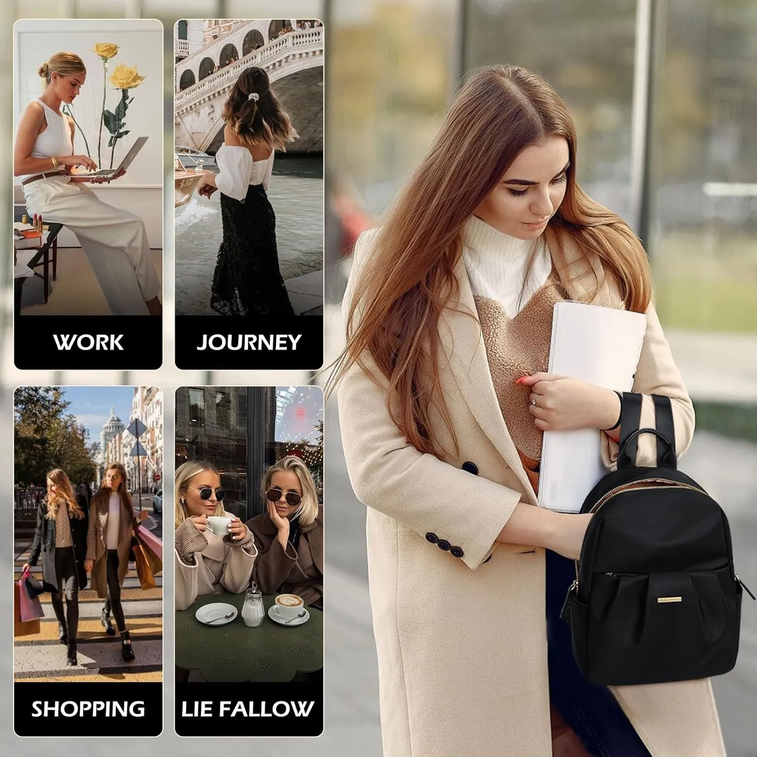 Backpack for Women, Small Cute Backpack Purse Lightweight Casual Daypack Backpack for Travel Mini Backpacks for Ladies College Work,9.7Inch,Black