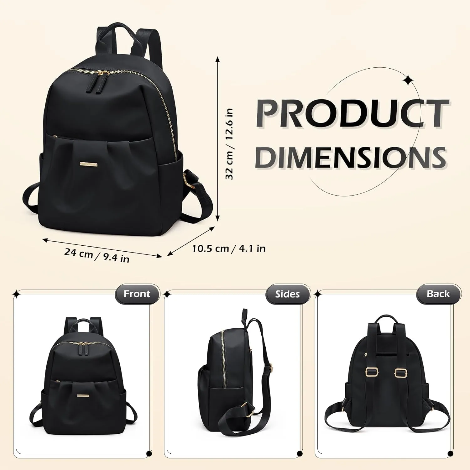 Backpack for Women, Small Cute Backpack Purse Lightweight Casual Daypack Backpack for Travel Mini Backpacks for Ladies College Work,9.7Inch,Black