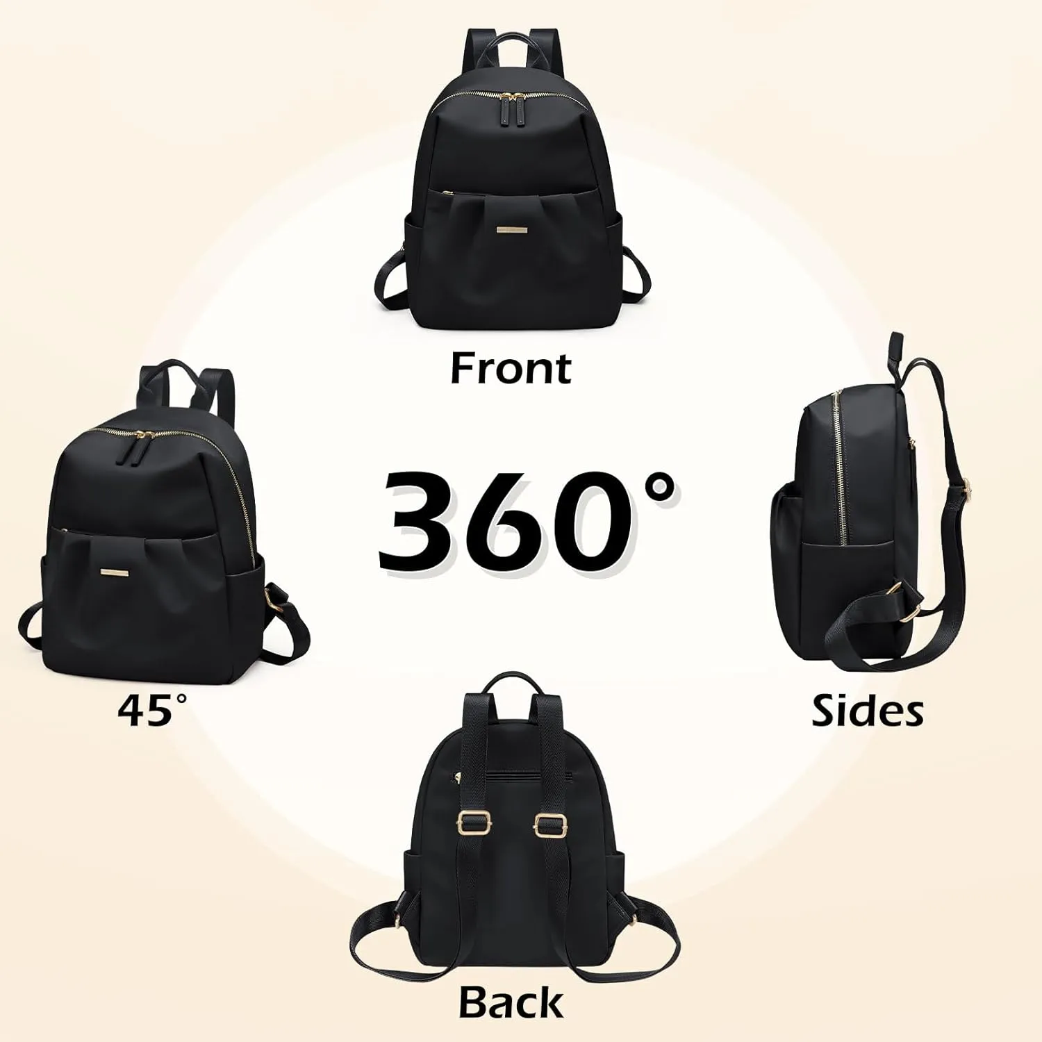 Backpack for Women, Small Cute Backpack Purse Lightweight Casual Daypack Backpack for Travel Mini Backpacks for Ladies College Work,9.7Inch,Black