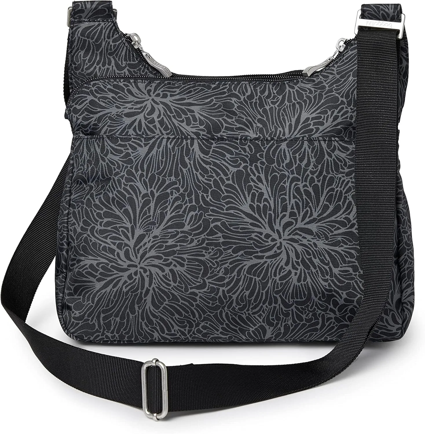 Baggallini Cross Over Crossbody Women 11x8.5 Medium Travel Bag Lightweight Water-Resistant Nylon Organized Handbag Purse