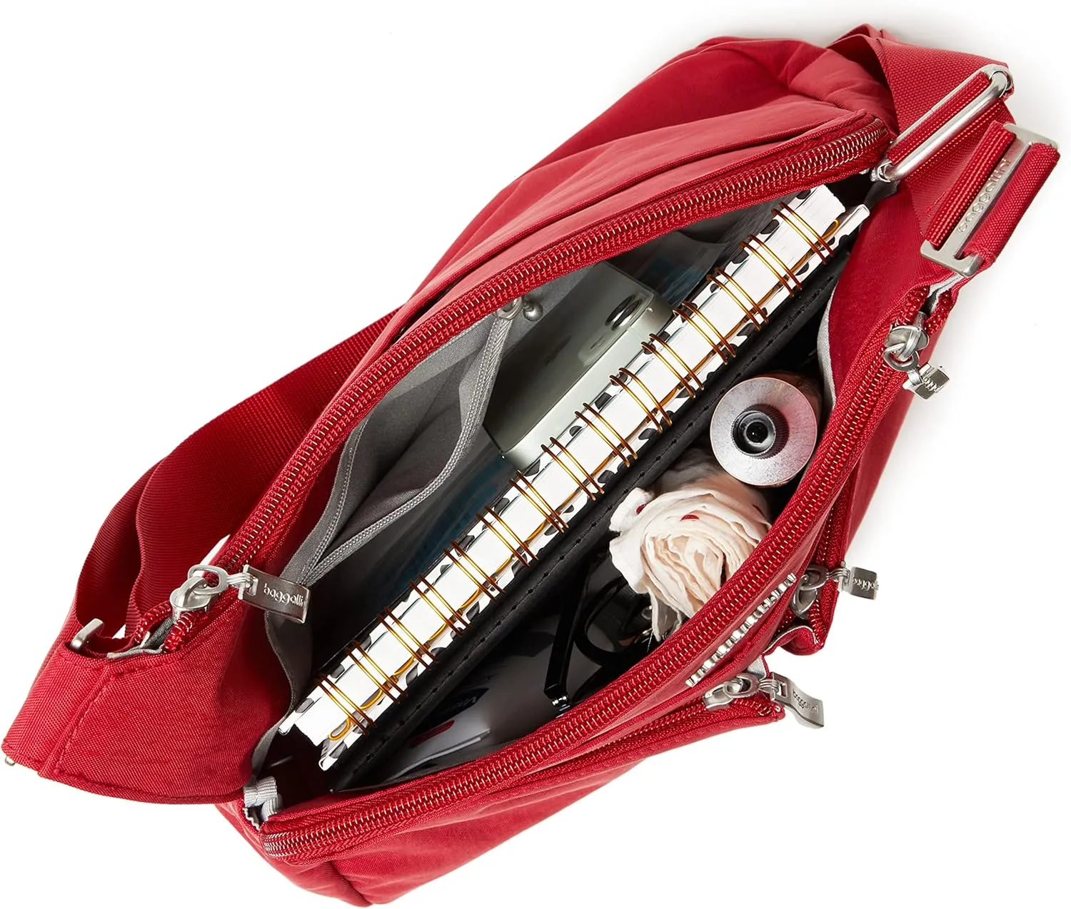 Baggallini Cross Over Crossbody Women 11x8.5 Medium Travel Bag Lightweight Water-Resistant Nylon Organized Handbag Purse
