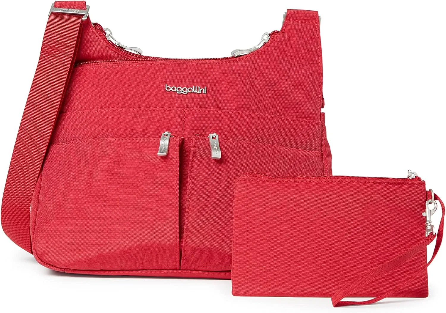 Baggallini Cross Over Crossbody Women 11x8.5 Medium Travel Bag Lightweight Water-Resistant Nylon Organized Handbag Purse