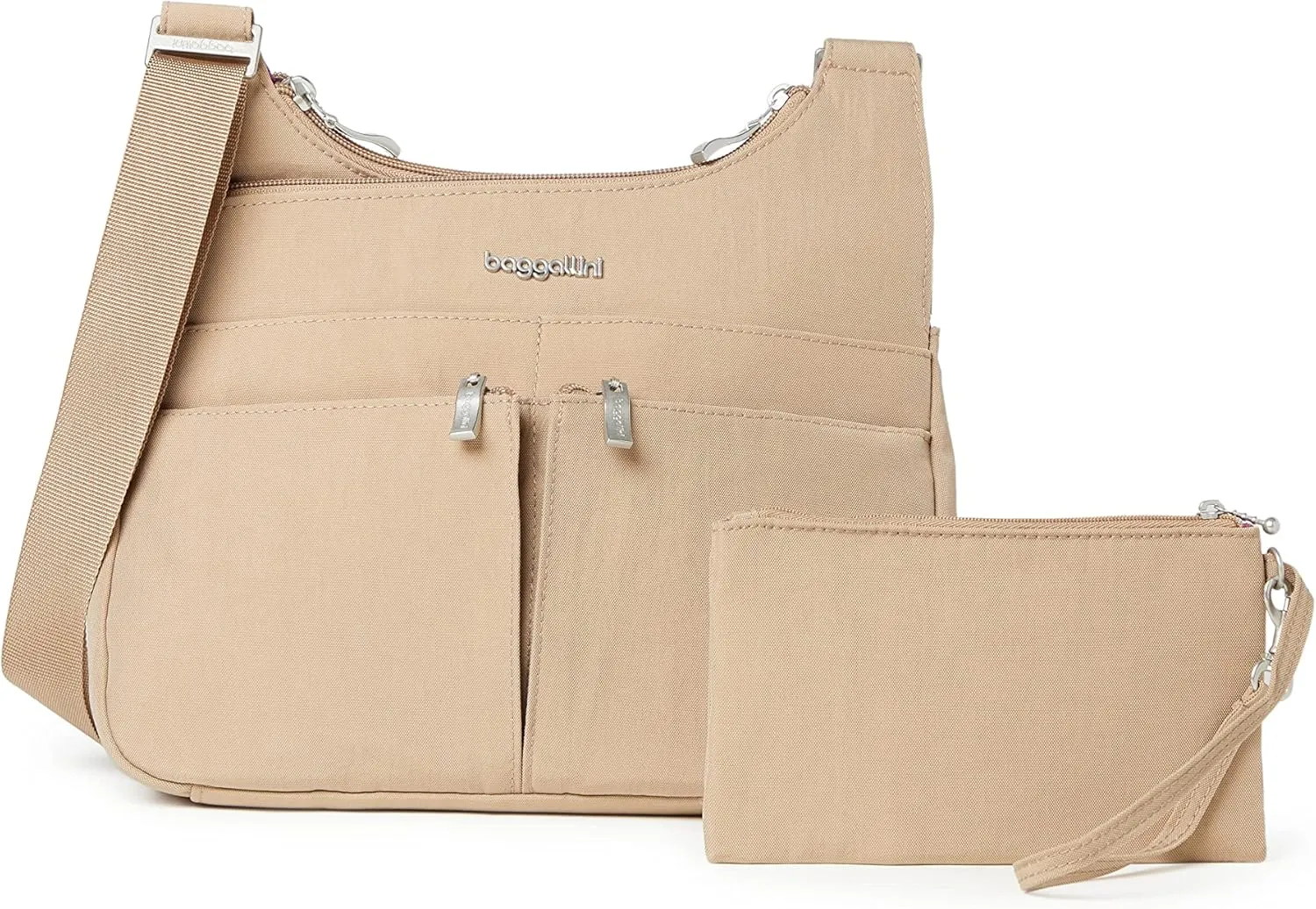 Baggallini Cross Over Crossbody Women 11x8.5 Medium Travel Bag Lightweight Water-Resistant Nylon Organized Handbag Purse