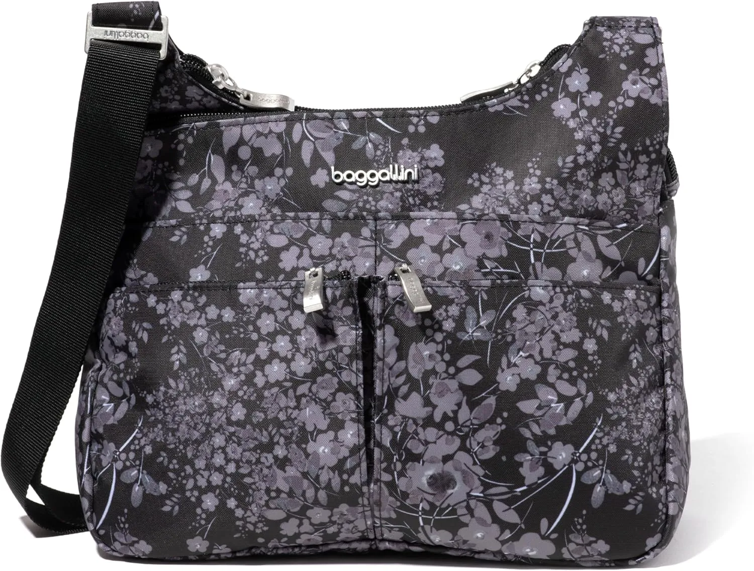 Baggallini Cross Over Crossbody Women 11x8.5 Medium Travel Bag Lightweight Water-Resistant Nylon Organized Handbag Purse