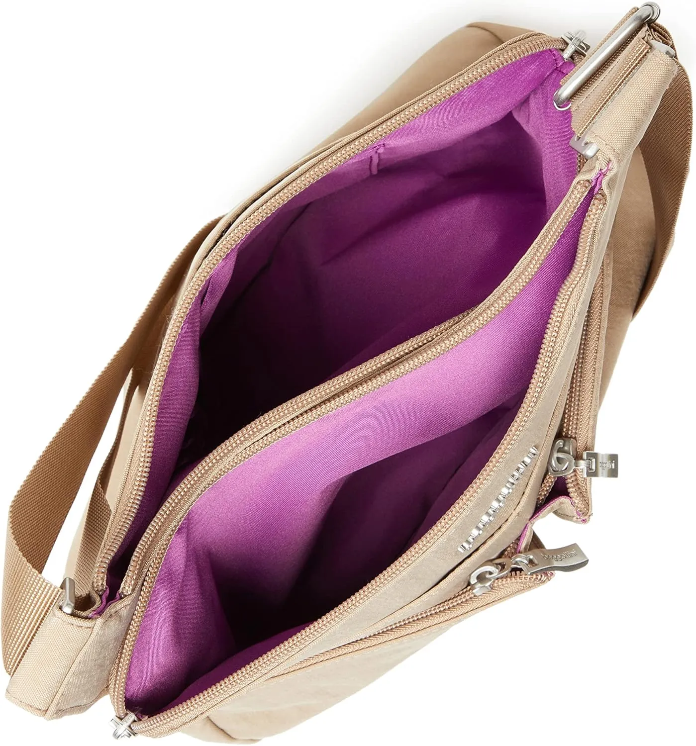 Baggallini Cross Over Crossbody Women 11x8.5 Medium Travel Bag Lightweight Water-Resistant Nylon Organized Handbag Purse