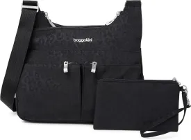 Baggallini Cross Over Crossbody Women 11x8.5 Medium Travel Bag Lightweight Water-Resistant Nylon Organized Handbag Purse