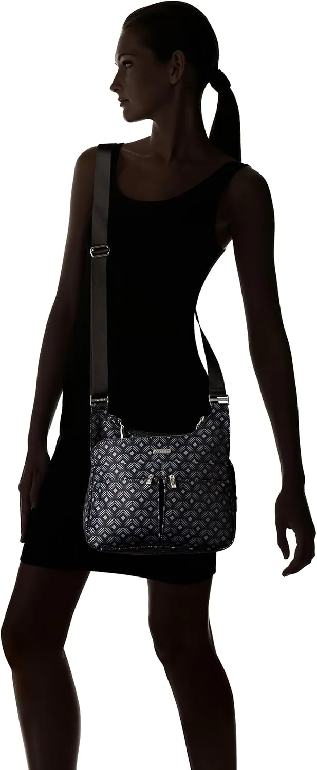 Baggallini Cross Over Crossbody Women 11x8.5 Medium Travel Bag Lightweight Water-Resistant Nylon Organized Handbag Purse