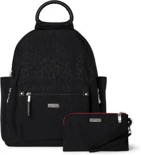 Baggallini Women's All Day Backpack, Black Cheetah Emboss, One Size