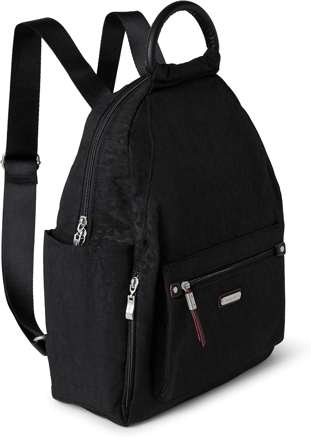 Baggallini Women's All Day Backpack, Black Cheetah Emboss, One Size
