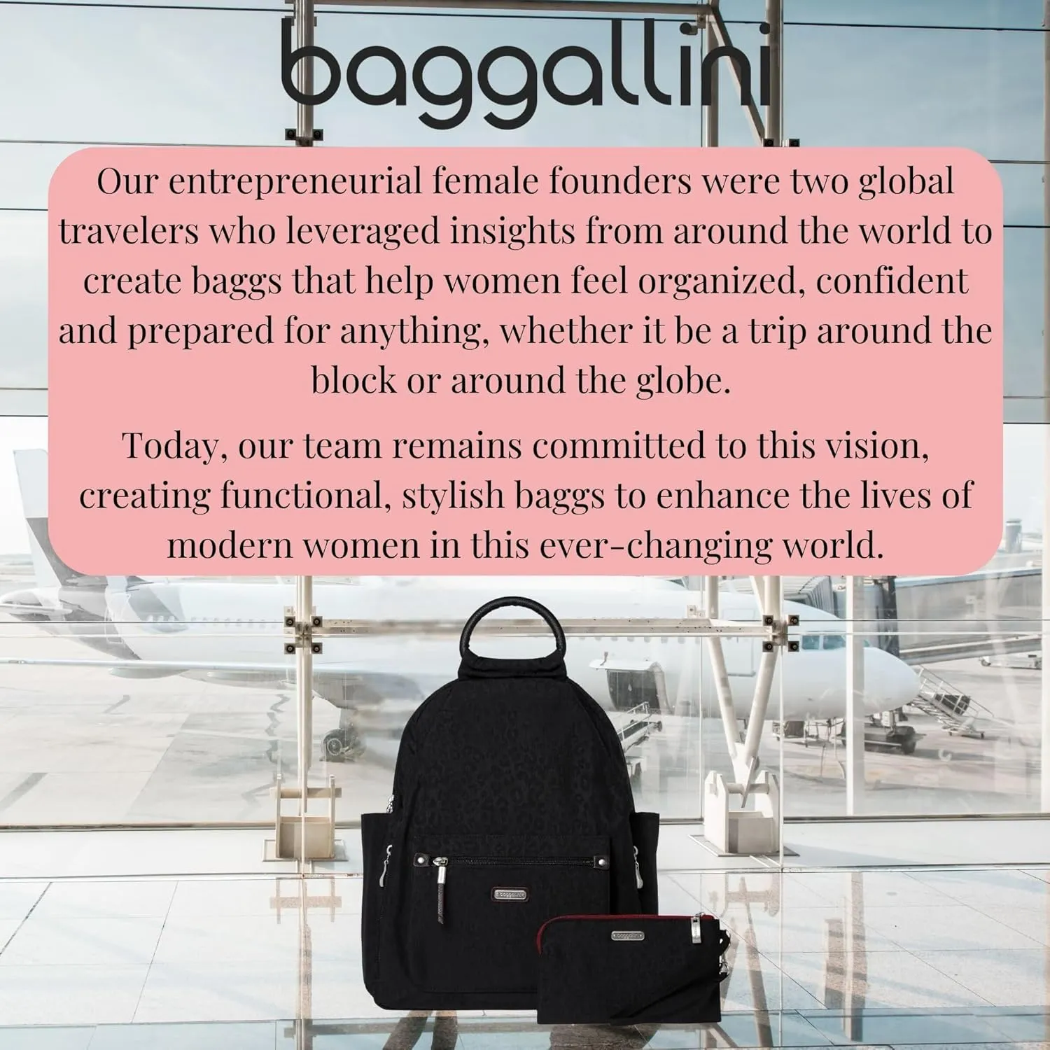 Baggallini Women's All Day Backpack, Black Cheetah Emboss, One Size