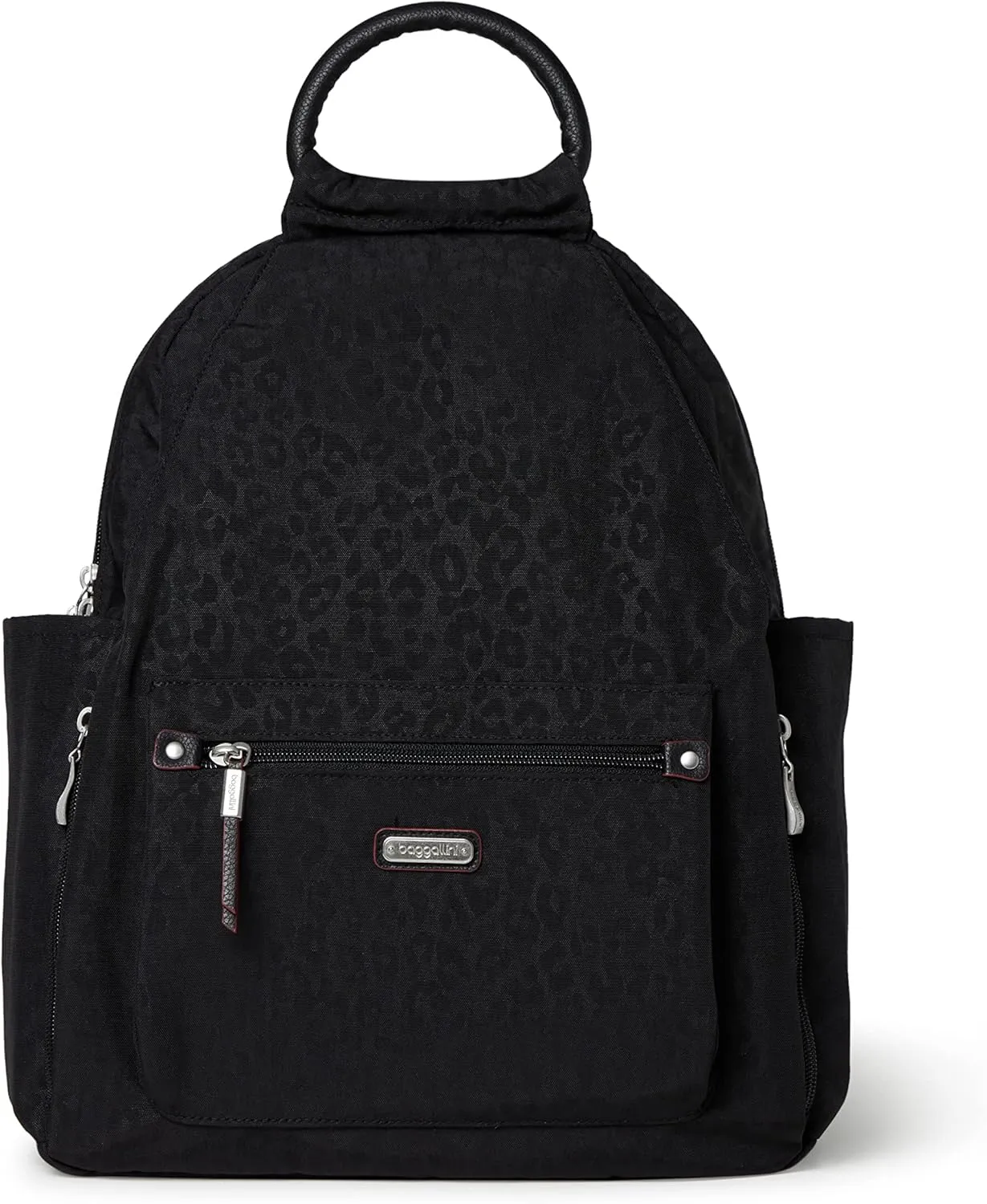 Baggallini Women's All Day Backpack, Black Cheetah Emboss, One Size