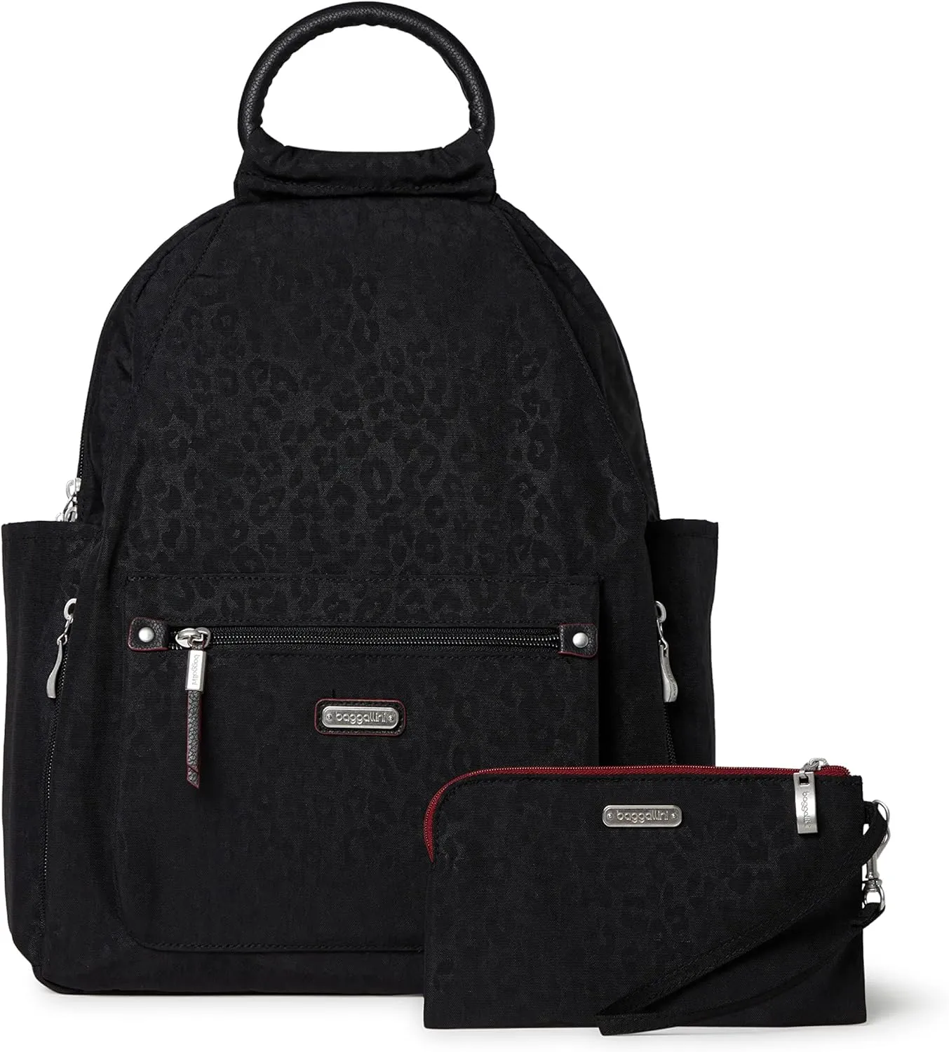 Baggallini Women's All Day Backpack, Black Cheetah Emboss, One Size