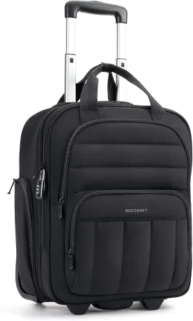 BAGSMART Underseat Carry on Luggage with Wheels, 16-inch Under Seat Luggage, Lightweight Travel Luggage Travel Suitcase for Women, Personal Item Bag, Black