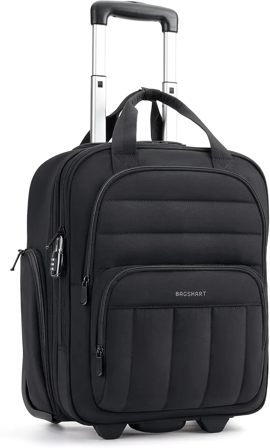 BAGSMART Underseat Carry on Luggage with Wheels, 16-inch Under Seat Luggage, Lightweight Travel Luggage Travel Suitcase for Women, Personal Item Bag, Black