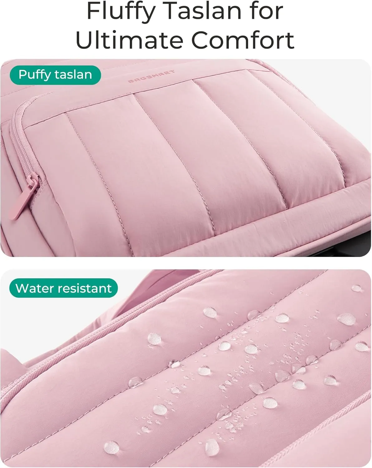 BAGSMART Underseat Carry on Luggage with Wheels, 16-inch Under Seat Luggage, Lightweight Travel Luggage Travel Suitcase for Women, Personal Item Bag, Blush Pink