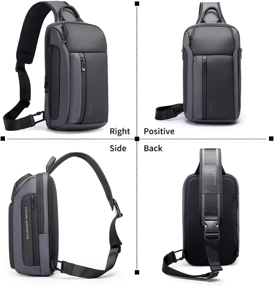 BANGE Sling Bag, Waterproof Men's Chest Bag Shoulder bags Crossbody Sling Backpack for Men