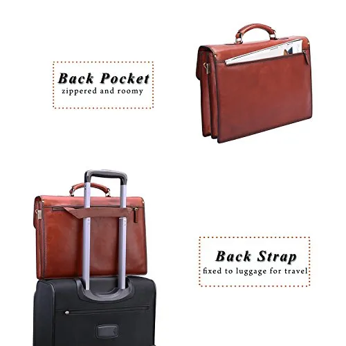 Banuce Vintage Full Grain Italian Leather Briefcase for Men Business Tote Lock Lawyer Attache