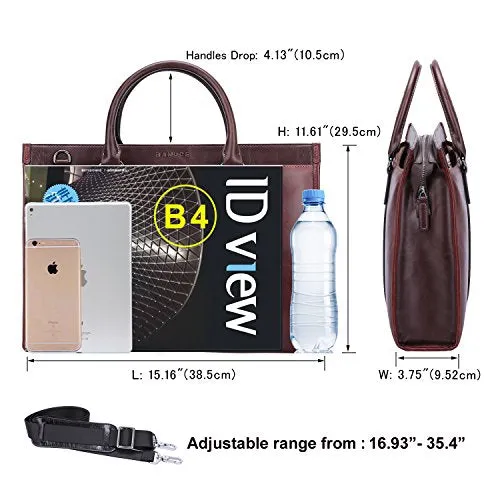 Banuce Vintage Full Grain Leather Briefcase for Men 2way Business Tote Laptop Shoulder Messenger