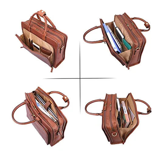 Banuce Vintage Full Grains Italian Leather Briefcase for Men Business Tote Attache Case Shouder