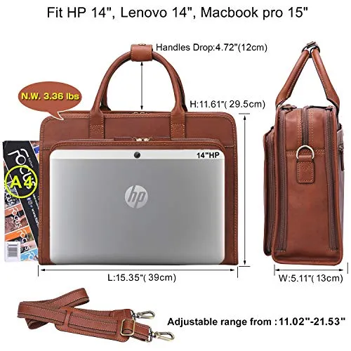 Banuce Vintage Full Grains Italian Leather Briefcase for Men Business Tote Attache Case Shouder