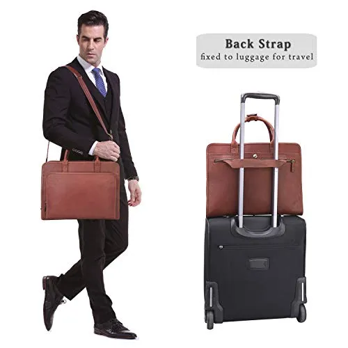 Banuce Vintage Full Grains Italian Leather Briefcase for Men Business Tote Attache Case Shouder