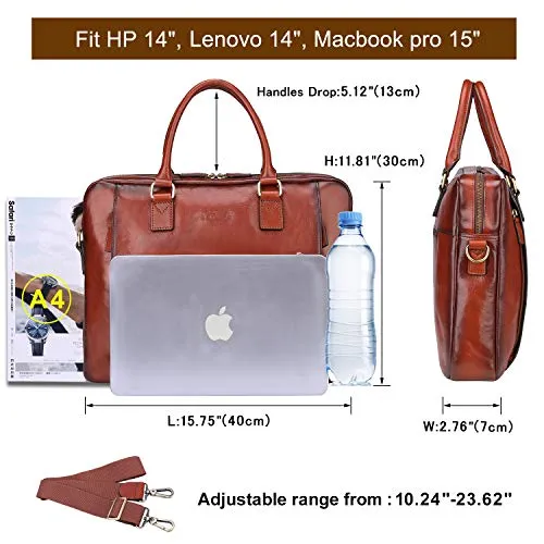 Banuce Vintage Full Grains Italian Leather Briefcase for Women Business Tote Attache Case Messenger