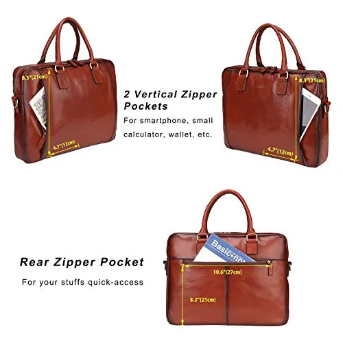 Banuce Vintage Full Grains Italian Leather Briefcase for Women Business Tote Attache Case Messenger