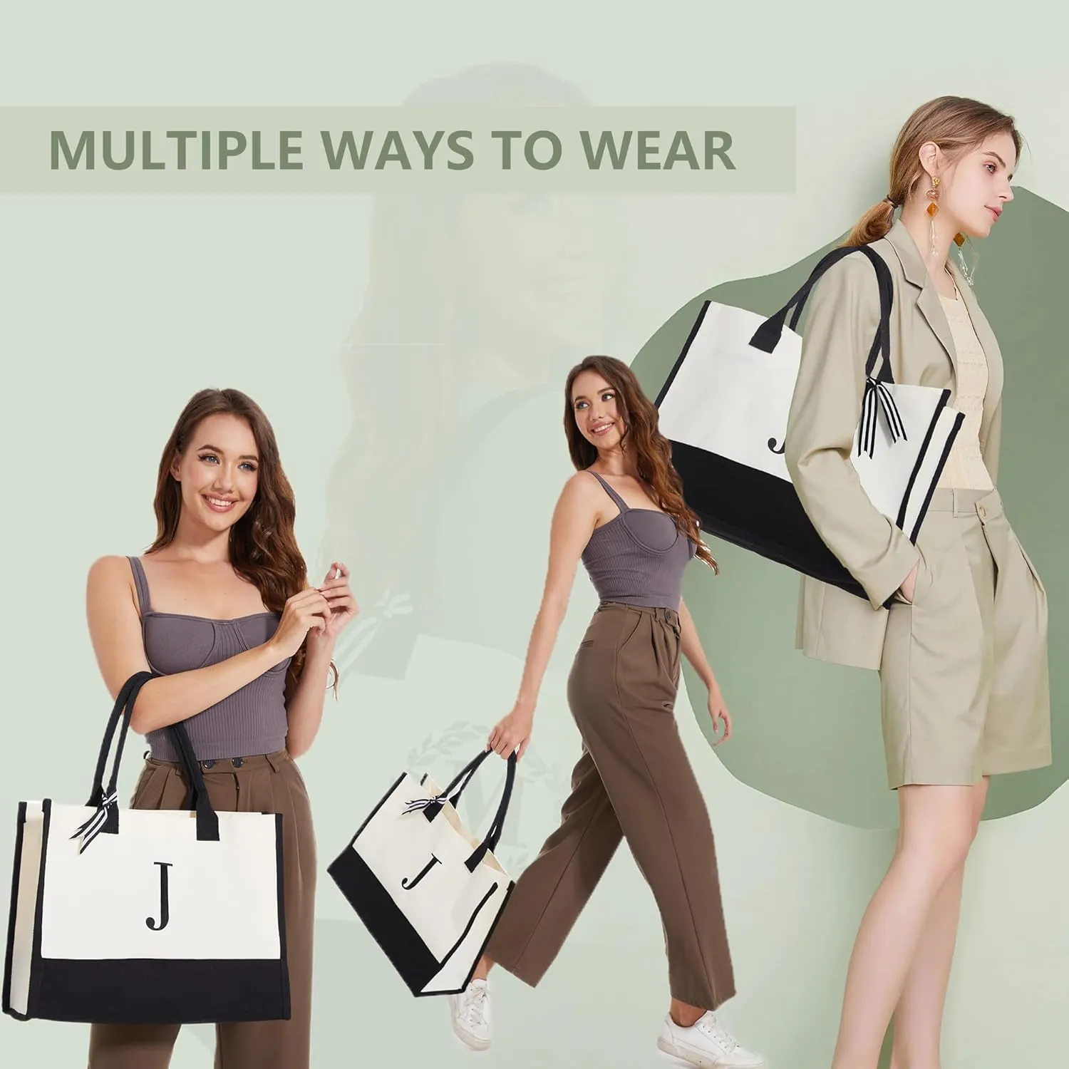 BeeGreen Personalized-Tote-Bag-for Women Mom Teacher Friends Sister Gift Bags with Comestic Bag