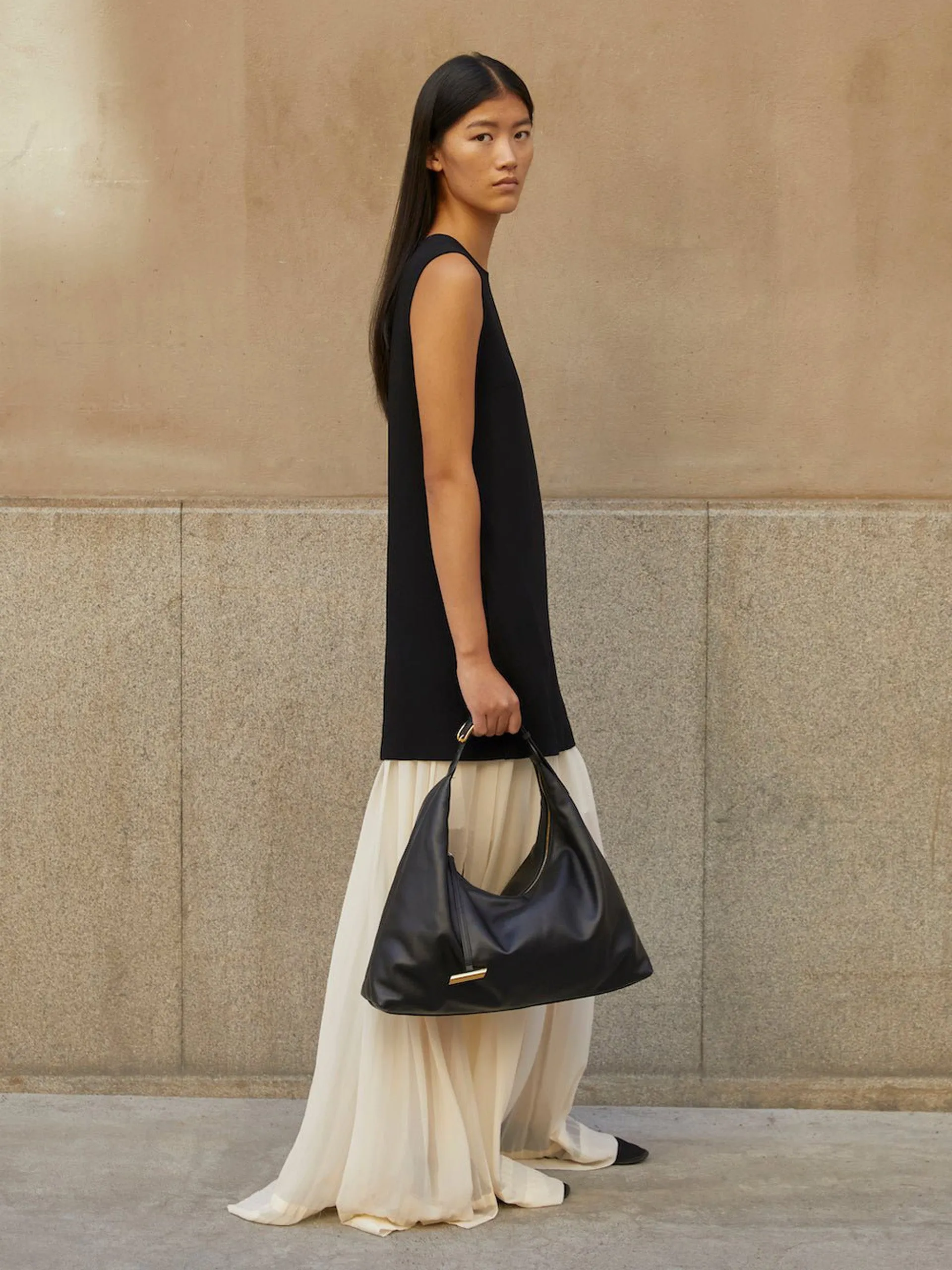 Black pillow hobo bag